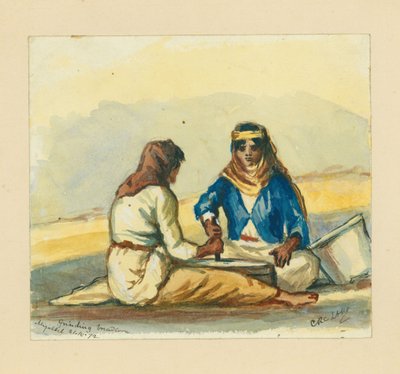 Brotkorn mahlen, 1872 von Claude Conder